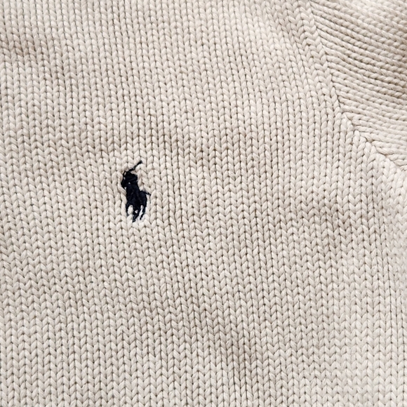 RALPH LAUREN POLO Kids Sweater Size 6 Cream Pullover 1/4 Zip Logo Designer - Picture 7 of 10
